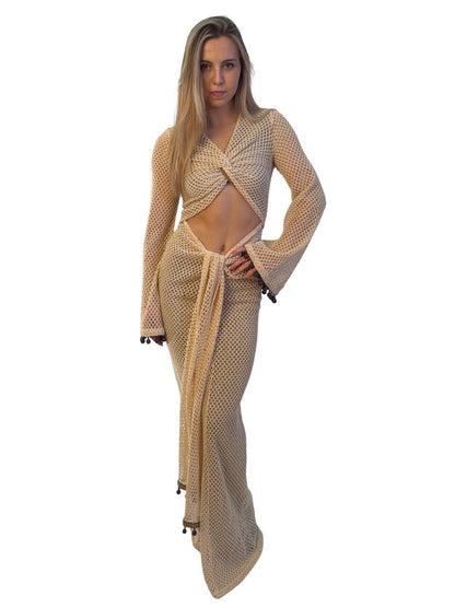 Andrea Iyamah Cream 'Teri' Crochet Dress. Size: XS