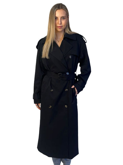 Camilla & Marc Black 'Evans' Classic Double Breasted Trench Coat. Size: S/M