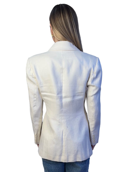 Scanlan Theodore White Single Breasted Linen Blazer. Size: 10