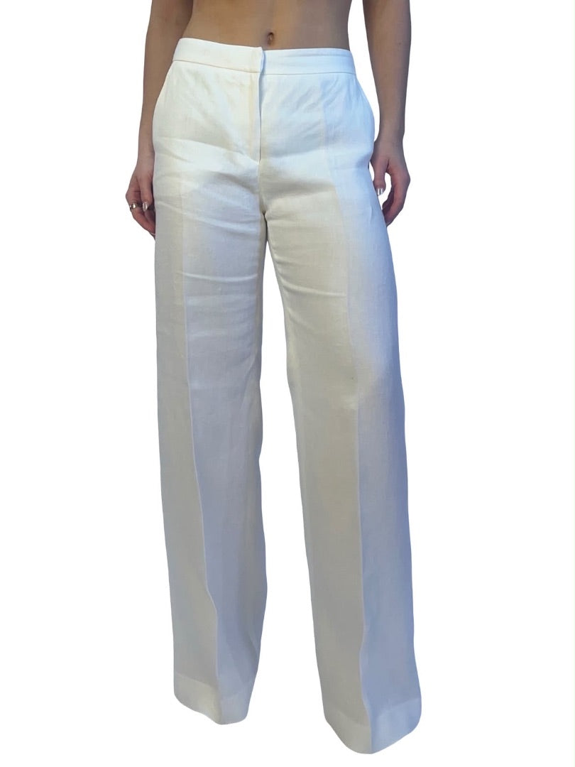 MaxMara White Linen Tailored Pant. Size: 10