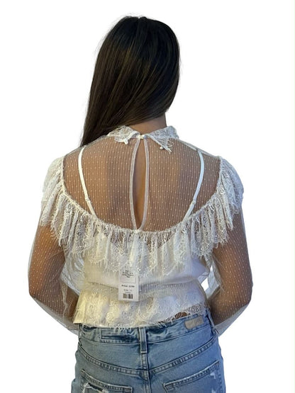 Alice McCall Cream "Soul Mate" Sheer Lace Long Sleeve. Size: 10