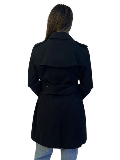 Burberry Black 'Kensington' Short Trench. Size: 12