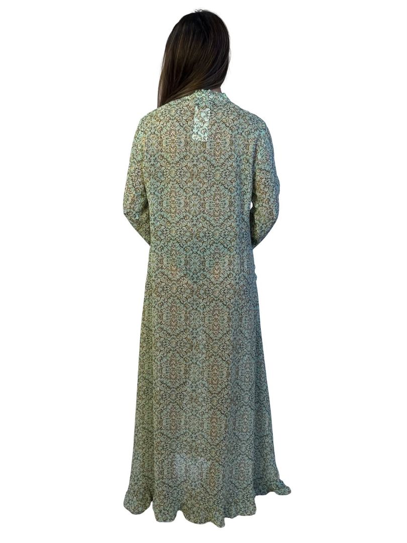 Birgitte Herskind Green / Yellow Floral Print Ruffle Overlay Dress. Size: L
