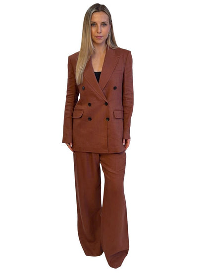 A.L.C. Rust Linen Blend Blazer / Pant Set. Size: 8-10 AU