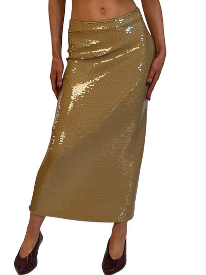 Scanlan Theodore Green Sequin Maxi Skirt. Size: 8