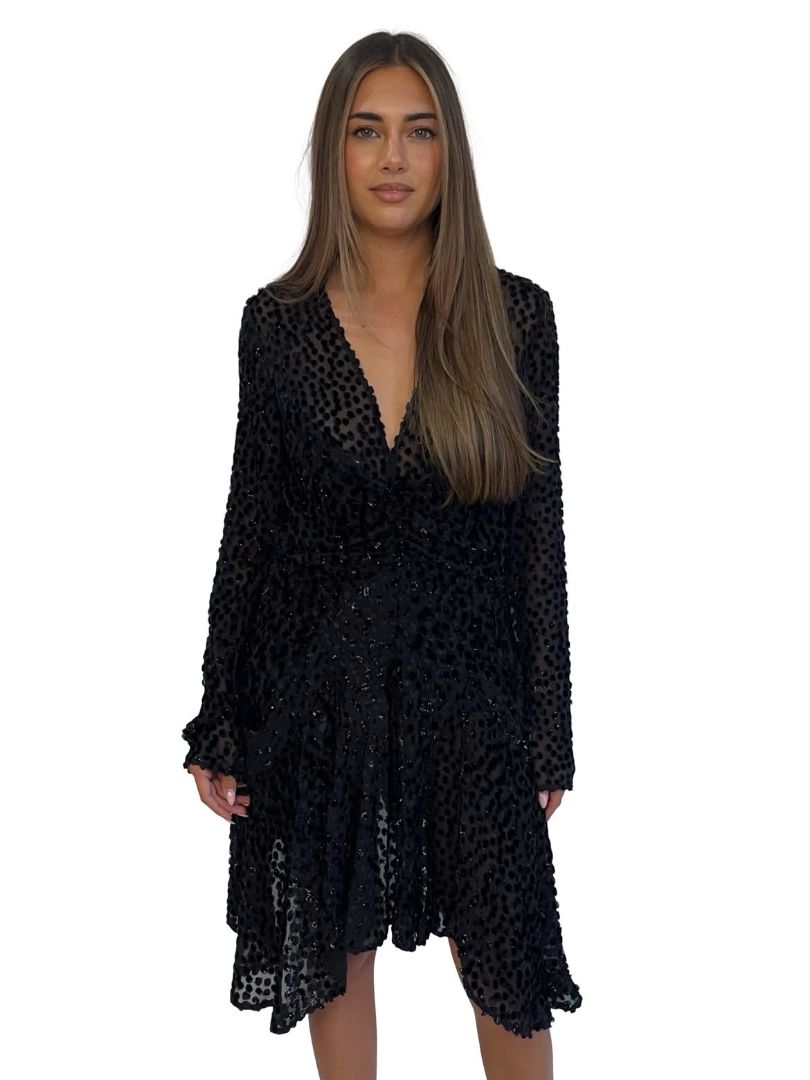 Isabel Marant Metallic Detail Velvet Mini Dress. Size: 38