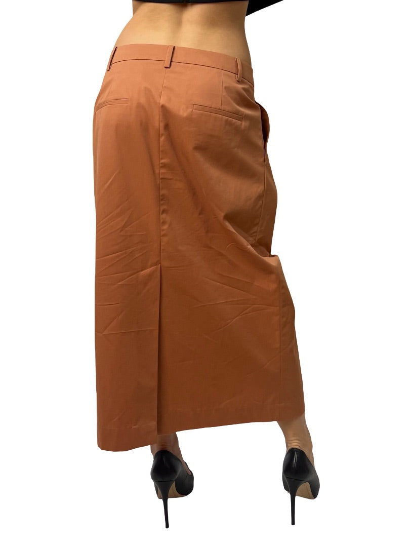 Tibi Terracotta Pleated Cotton Skirt. Size: 6