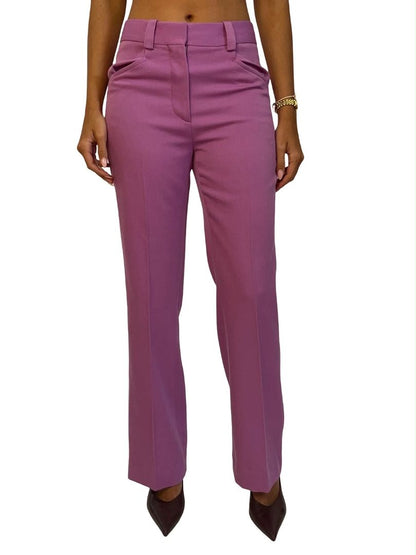 Victoria Beckham Purple Twill Wool Trousers. Size: 6