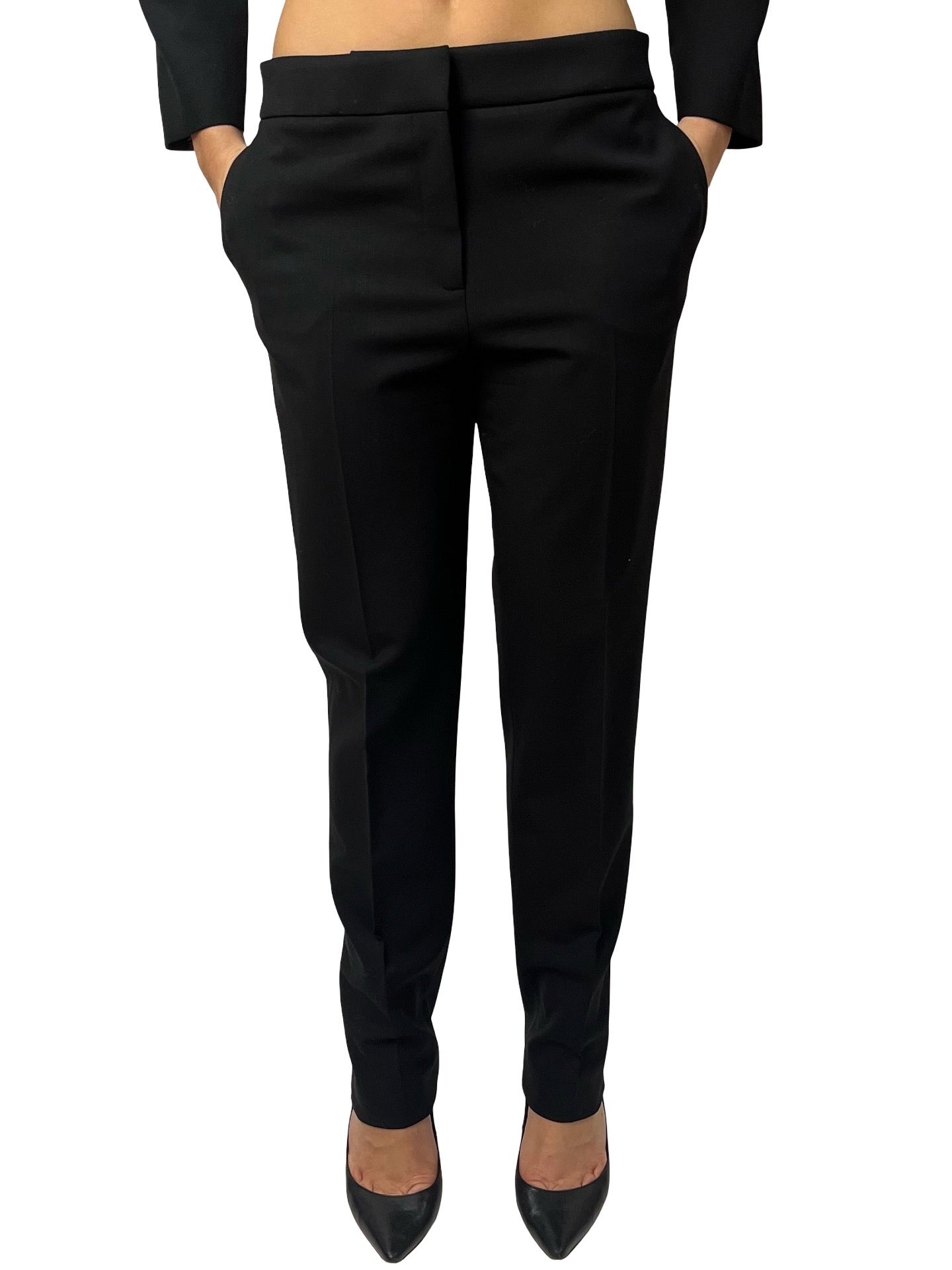 Oscar de la Renta Black Wool Pleated Suit Pants. Size: 6