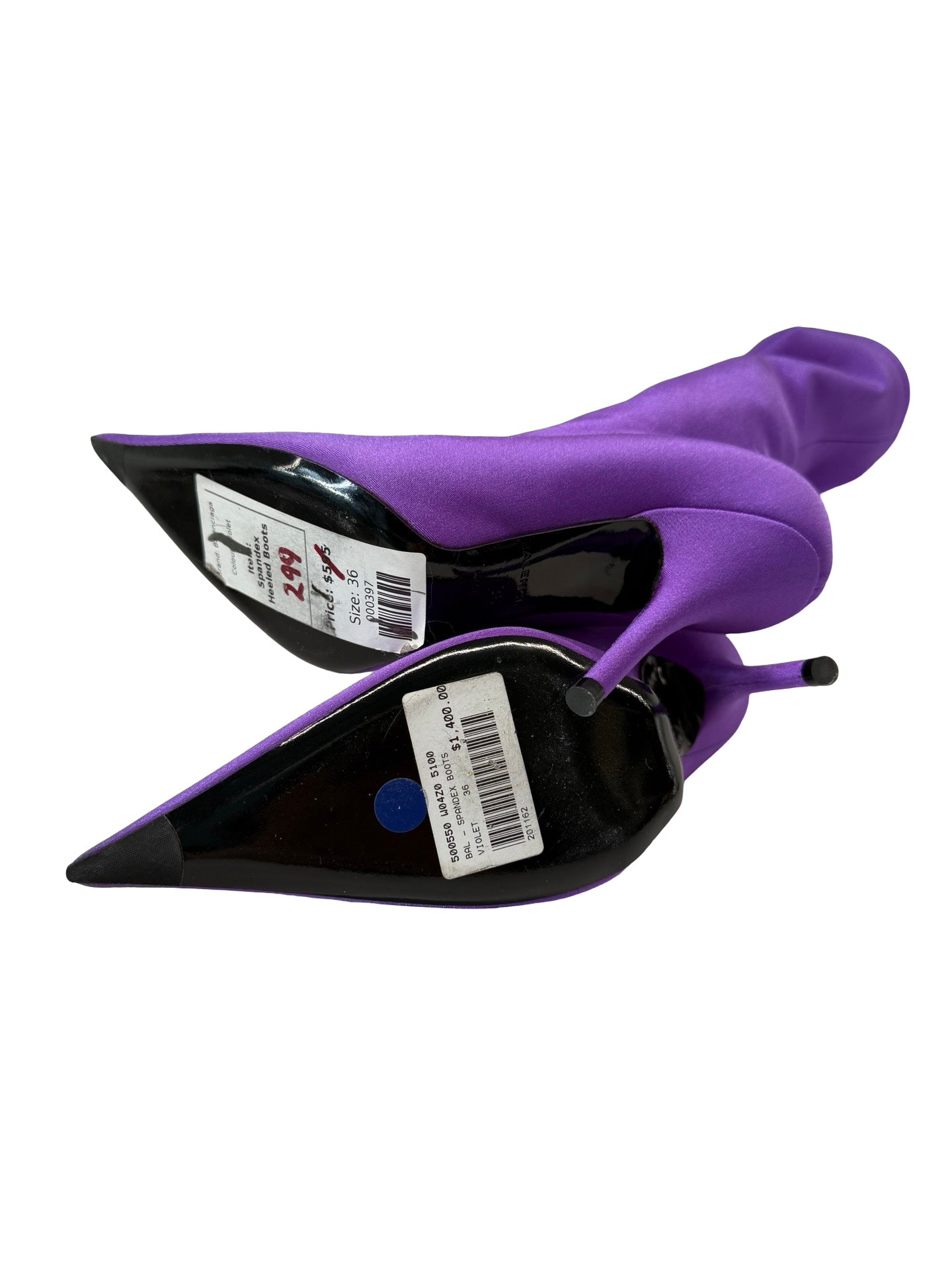 Balenciaga Purple Spandex Heels. Size: 36