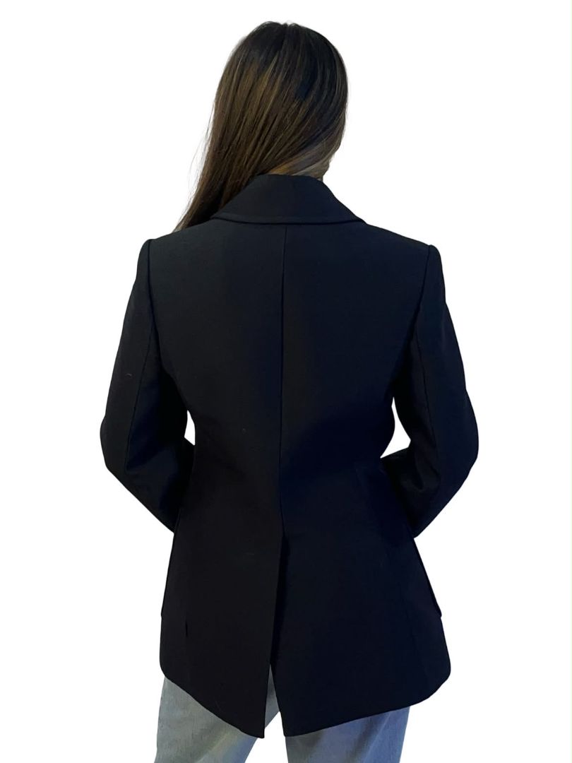 Zimmermann Black Peak Lapel Single Breasted Blazer w/ Flower Brooch. Size: 0