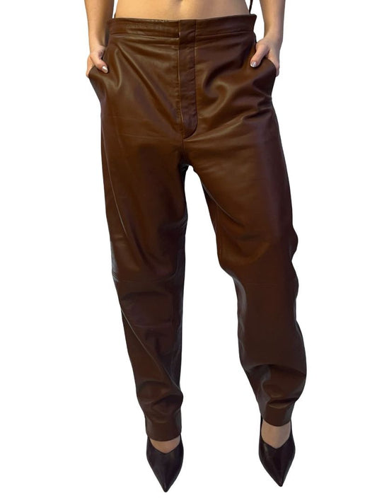 Scanlan Theodore Brown Leather Trousers. Size: 12