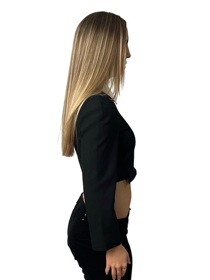 Shushu/Tong Black / White Collared Crop Top/ Jacket. Size: 8