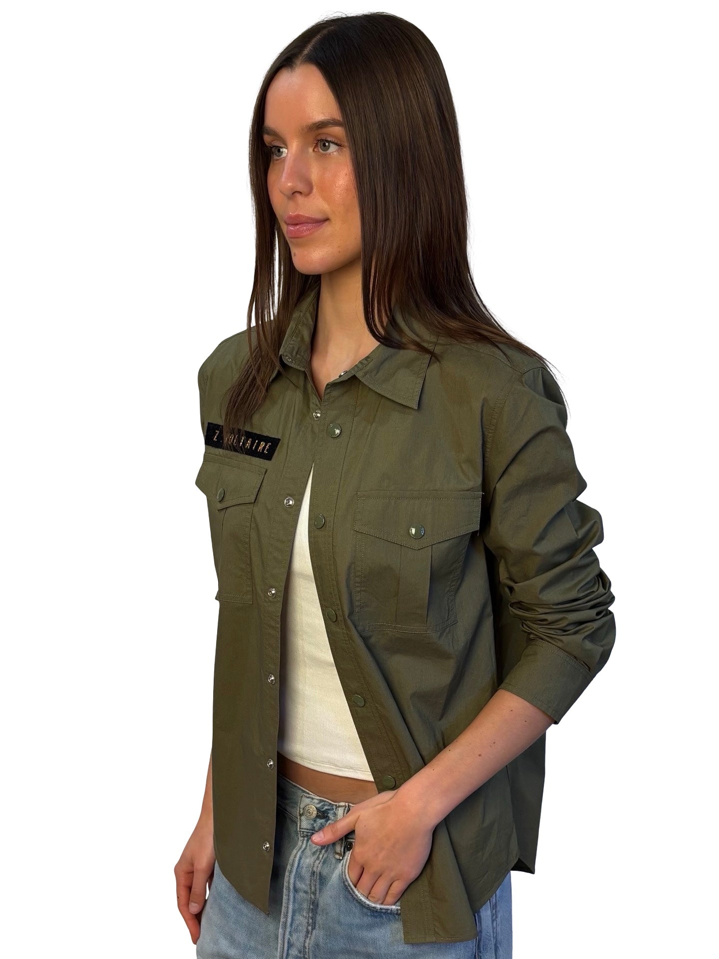 Zadig & Voltaire Khaki Cotton Pocketed Shirt. Size: L
