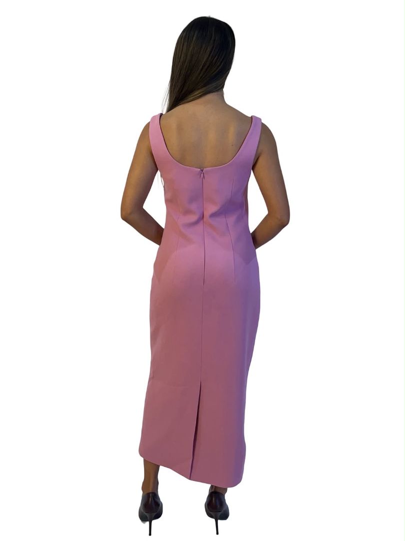 Carla Zampatti Pink Square Neck 'Zinnia' Dress. Size: 6