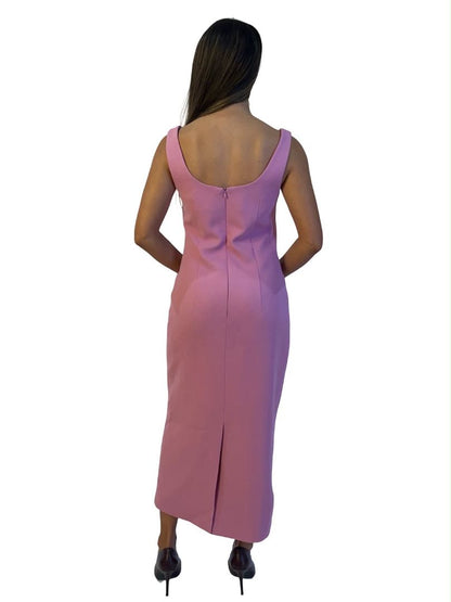 Carla Zampatti Pink Square Neck 'Zinnia' Dress. Size: 6