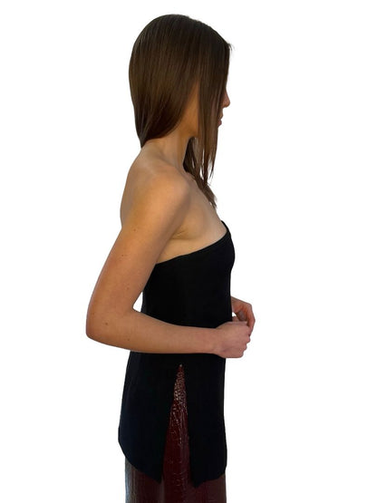 St. Agni Black Strapless Split Top. Size: S