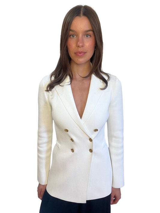Scanlan Theodore White Crepe Knit Blazer. Size: XS