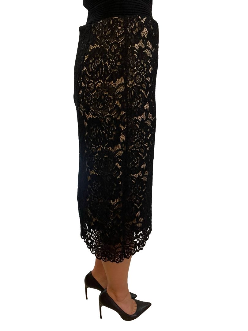 L'agence Black Lace Midi Skirt. Size: 6
