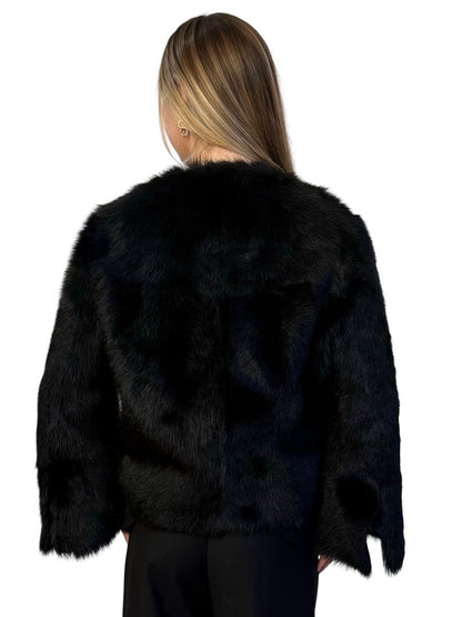Scanlan Theodore Black Lambskin Reversible Fur Jacket. Size: OS