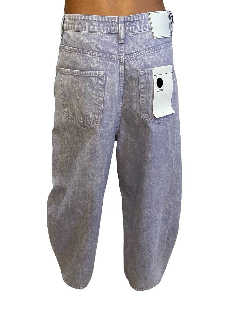 Bassike Purple Motley Barrel Leg Jean. Size: 29