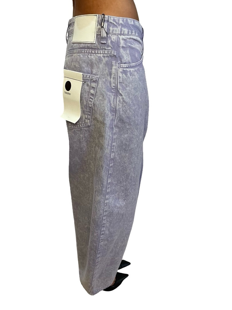 Bassike Purple Motley Barrel Leg Jean. Size: 29