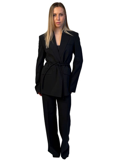 Nanushka Black Wool Blend Suit Set W Rope Back Tie. Size: S-M