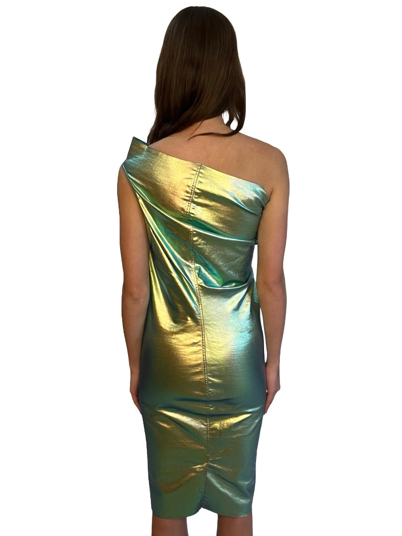 Rick Owens Blue/Green Athena Mini Dress. Size: 10