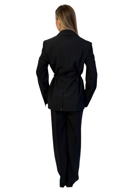 Nanushka Black Wool Blend Suit Set W Rope Back Tie. Size: S-M