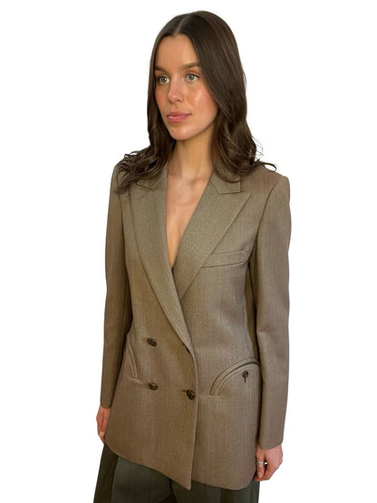 Blaze Milano Tan Double Breasted 'Everyday' Blazer. Size: 3