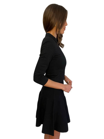 Scanlan Theodore Black A Line Long Sleeve Knit Dress. Size: M
