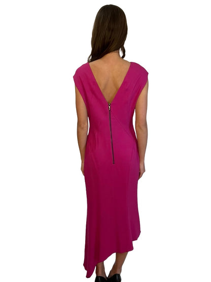 Ginger & Smart Pink Asymmetrical Slit Midi Dress. Size: 12