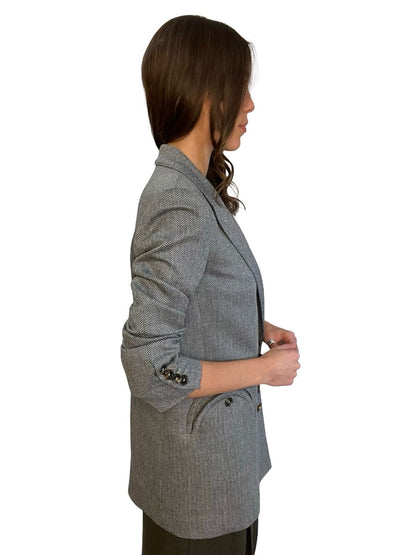 Blaze Milano Grey Herringbone Double Breasted 'Everyday' Blazer. Size: 2