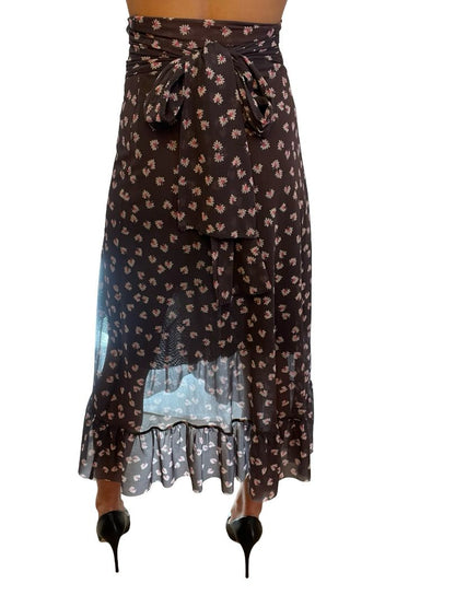 Ganni Dusty Purple Floral Semi Sheer Skirt. Size: 34