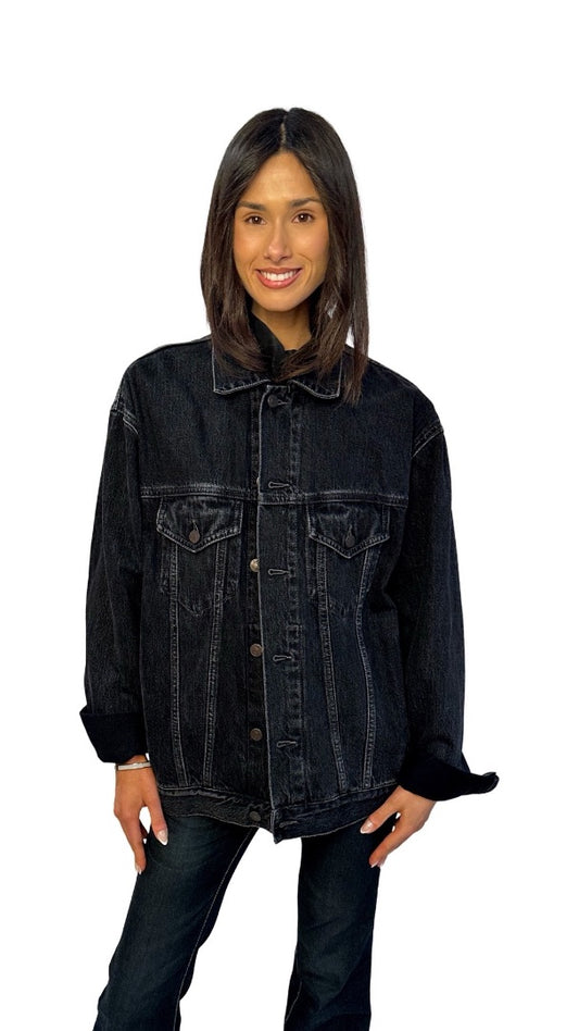 Acne Studios Black Denim Jacket. Size: XL