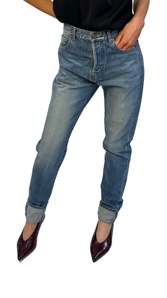 Saint Laurent Blue Slim Leg Jeans. Size: 29