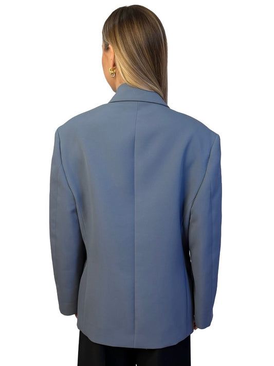 Acne Studios Slate Blue Oversized Double Breasted Blazer. Size: 38