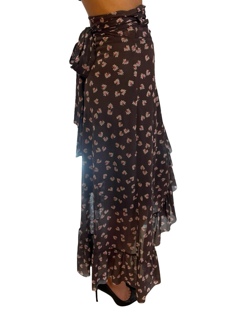 Ganni Dusty Purple Floral Semi Sheer Skirt. Size: 34