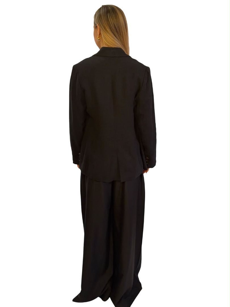 Husk Black Linen Vest / Blazer Set. Size: 10