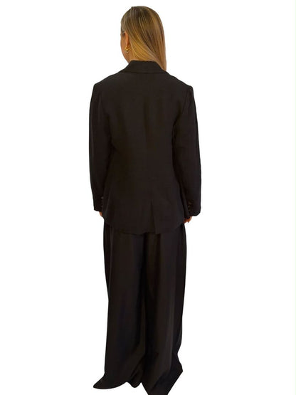 Husk Black Linen Vest / Blazer Set. Size: 10