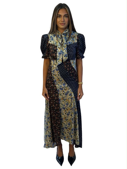 Sandro Multi-Colour Tri Print Maxi Dress. Size: XS