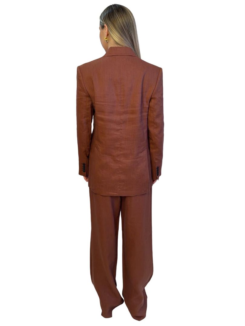 A.L.C. Rust Linen Blend Blazer / Pant Set. Size: 8-10 AU
