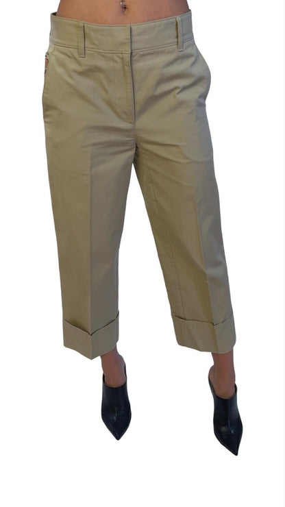 Prada Biege Cuffed Cotton Suit Pants. Size: 38S
