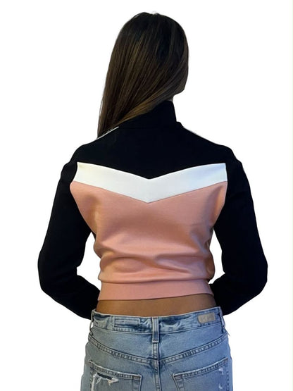 Miu Miu Pink/Black Logo Sleeve Track Zip Up. Size: XS