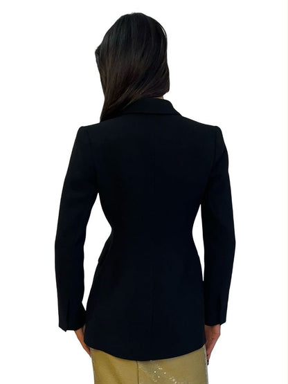 Carla Zampatti Black Double Breasted Blazer. Size: 4