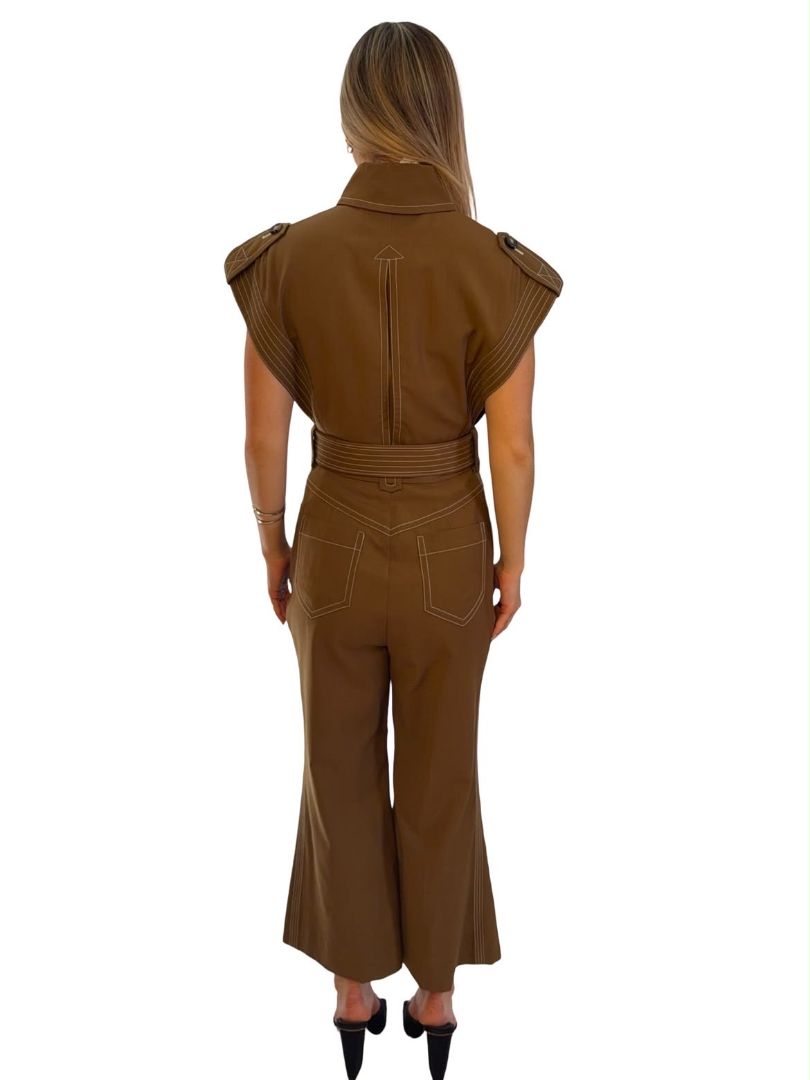 Zimmermann Brown Wool Belted Utility Jumpsuit. Size: 1