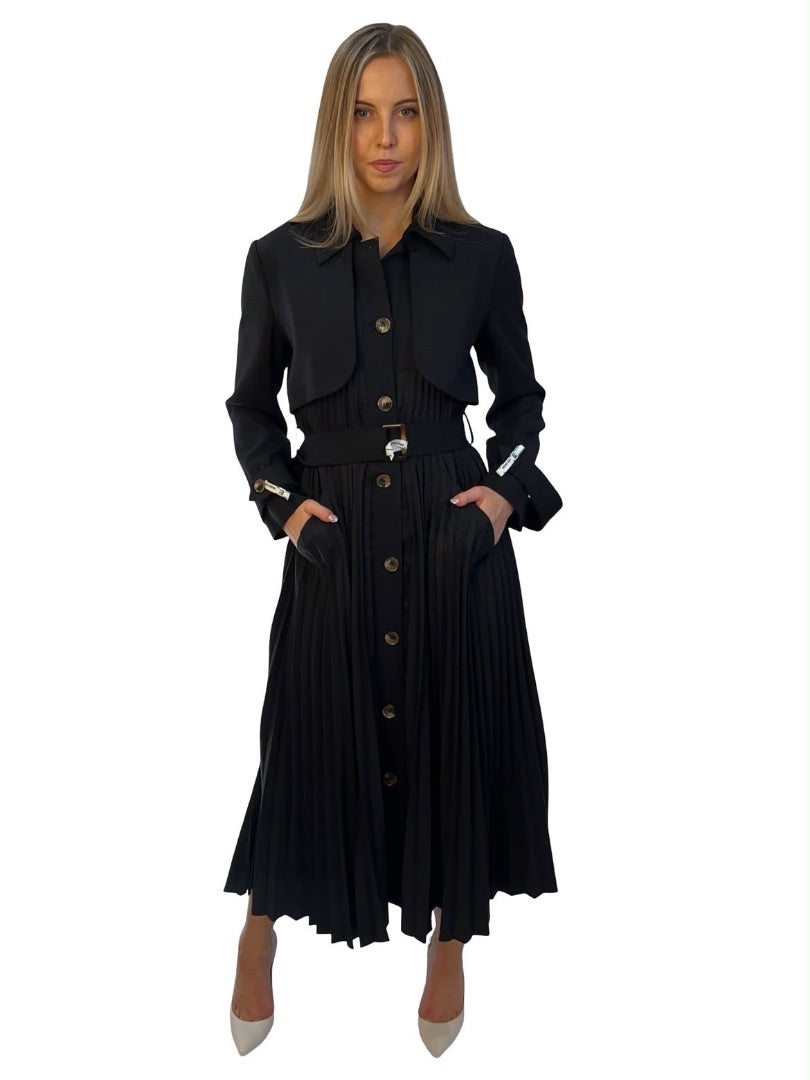 Husk Black Pleated Trench Coat. Size: XS