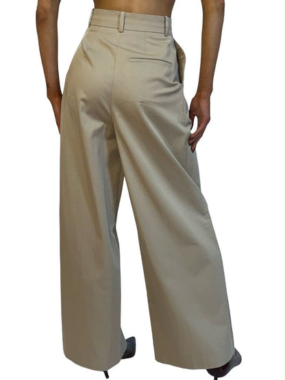 Anine Bing Beige Pleated Wide Leg Trouser. Size: XS