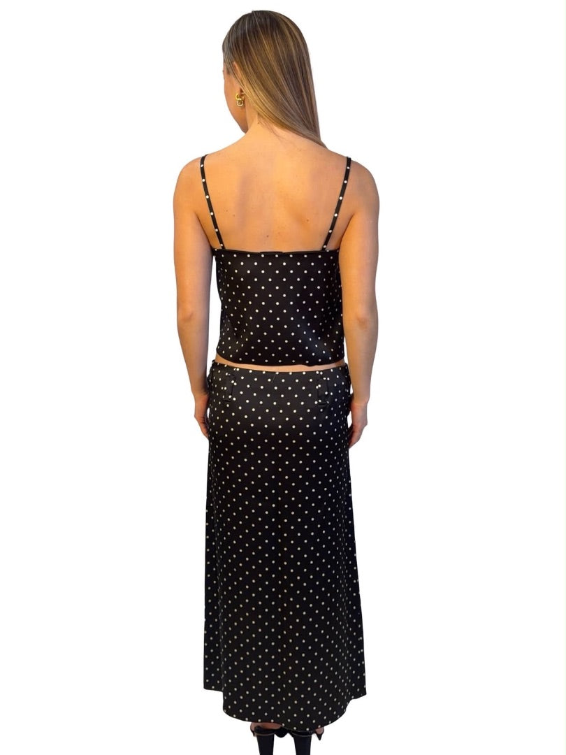 Miu Miu Black Polka Dot Cami / Skirt Set. Size: 38-40