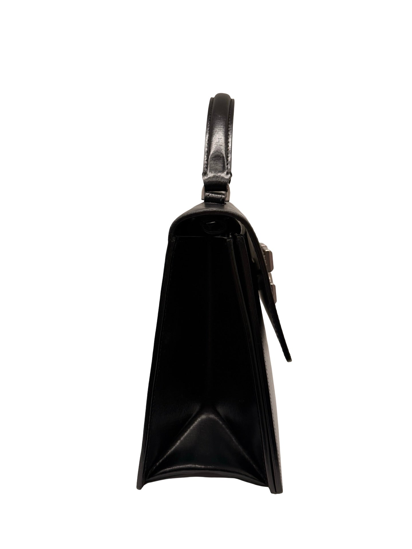 Off-White Black Leather ‘Cut Here’ Top Handle Crossbody Bag.
